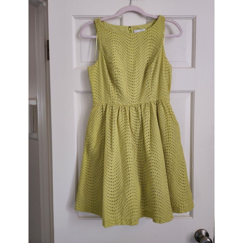 Brat Summer Lime Green Jessica Simpson Cotton Eyelet Dress 10 Cottagecore Retro